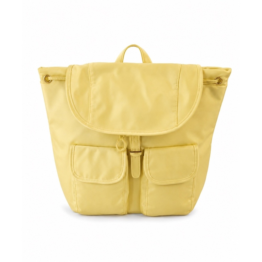 Year of Ours Nylon Backpack Pale Yellow Drawstring Buckle Flap OS NWT